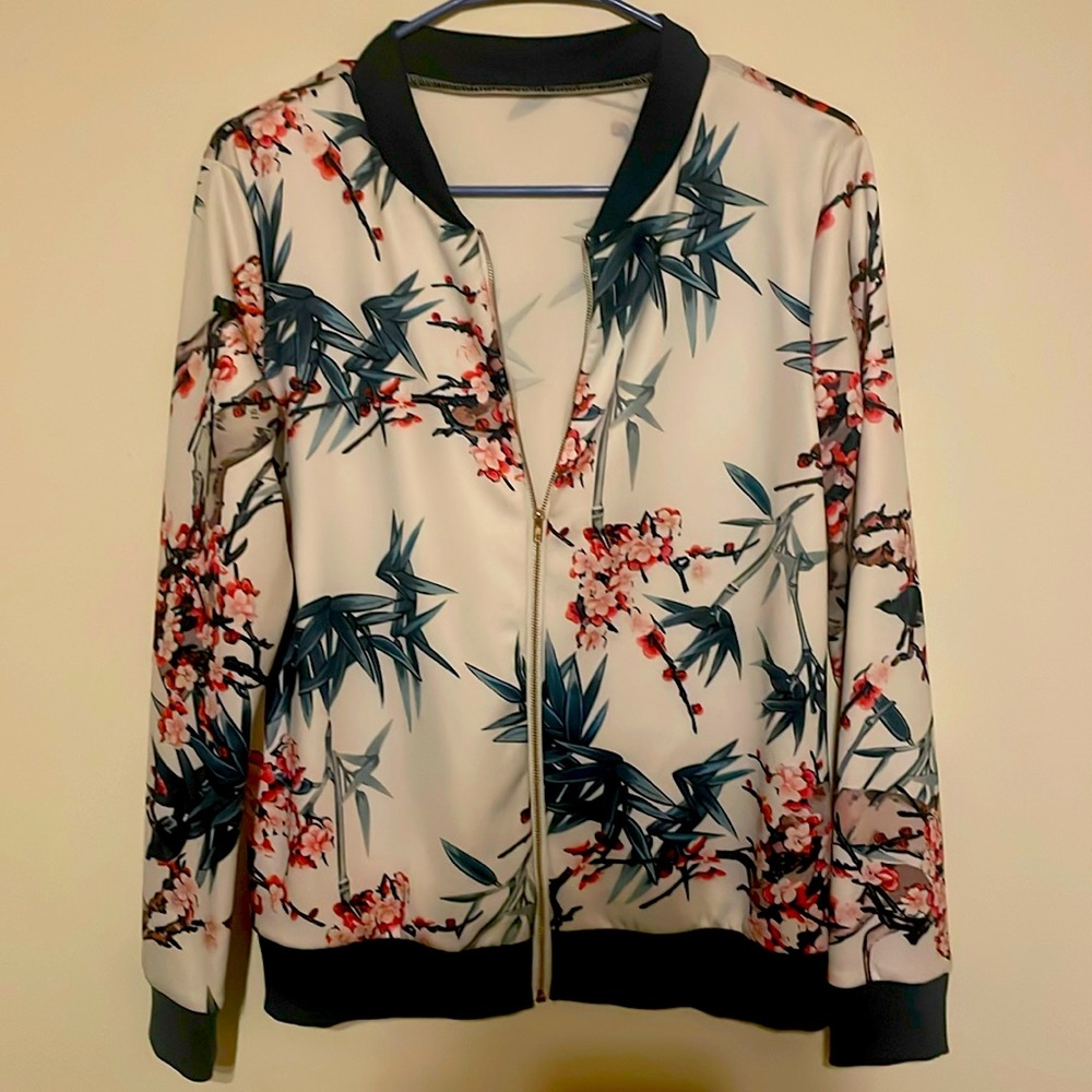 S cherry blossom bomber jacket